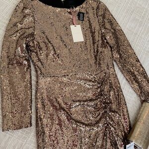 Alex Marie Sparkling Gold Sequin Dress